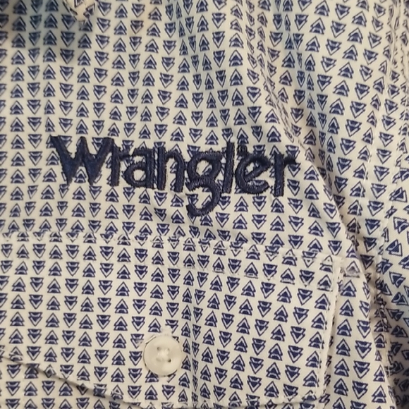 Wrangler Kids Embroidered Long Sleeve Button Down Collared Shirt Western Medium - Picture 6 of 12